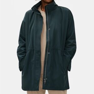 🌟EILEEN FISHER🌟  MOCK NECK WATER RESISTANT ANORAK JACKET GREEN SZ XS